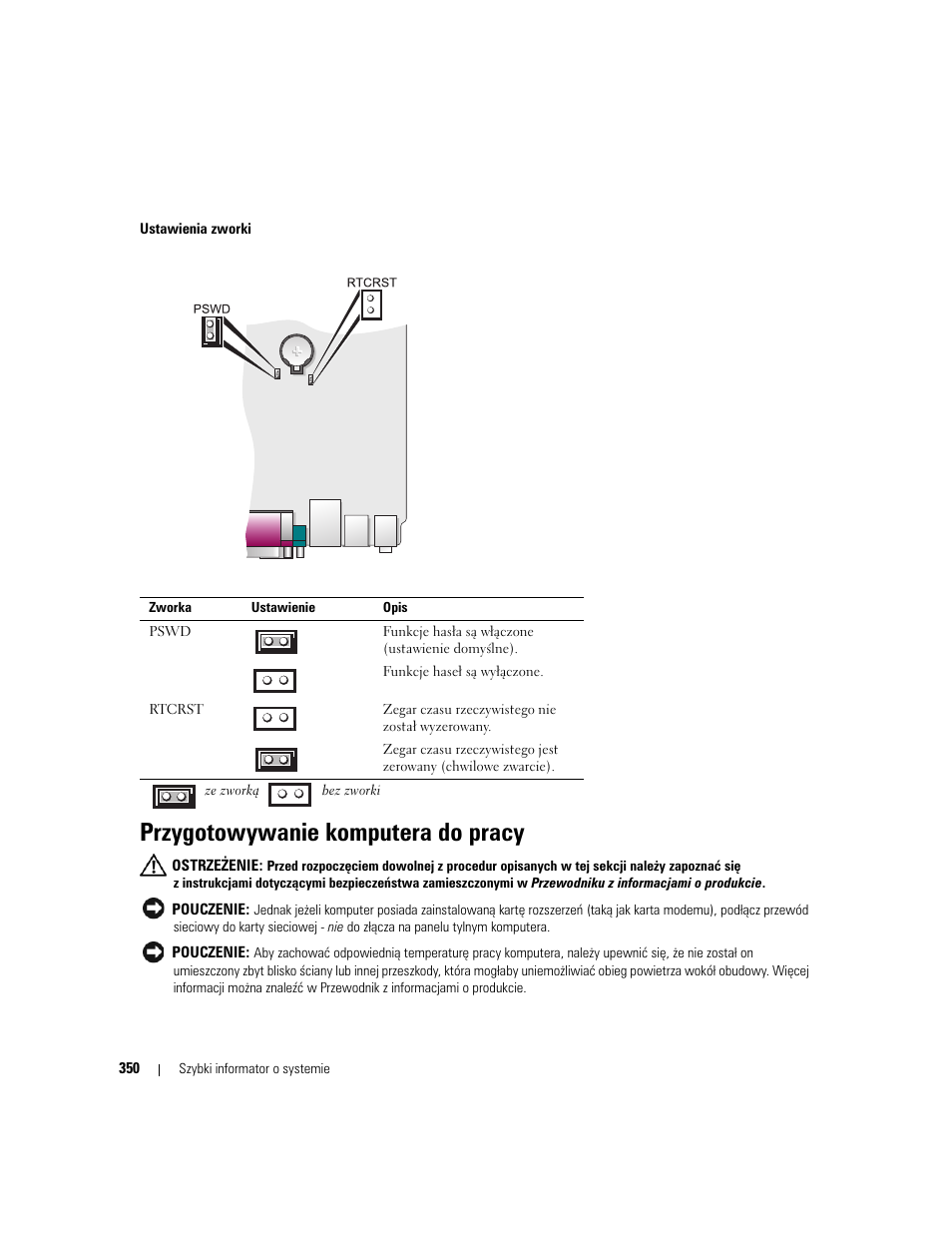 Przygotowywanie komputera do pracy | Dell OptiPlex 745 User Manual | Page 350 / 428