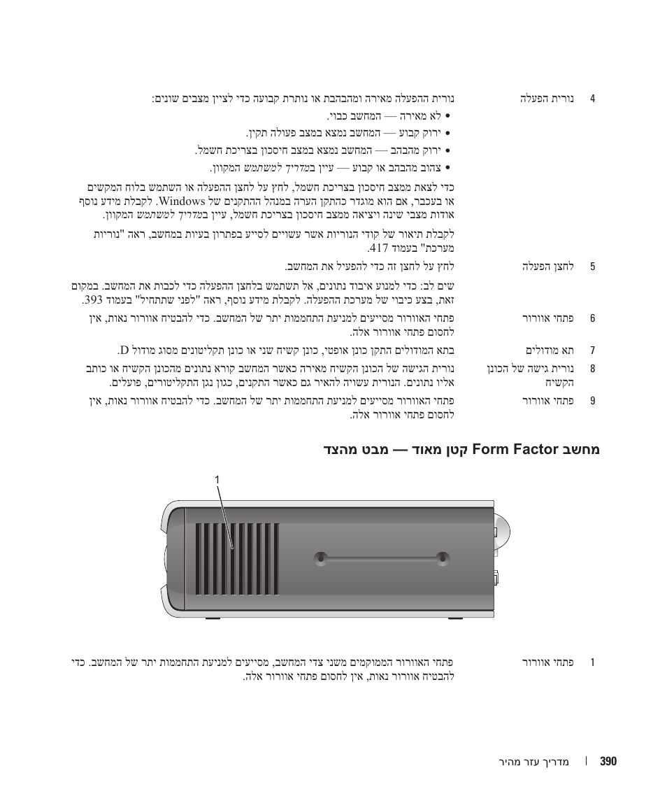 דצהמ טבמ — דואמ ןטק form factor בשחמ | Dell OptiPlex 745 User Manual | Page 407 / 428