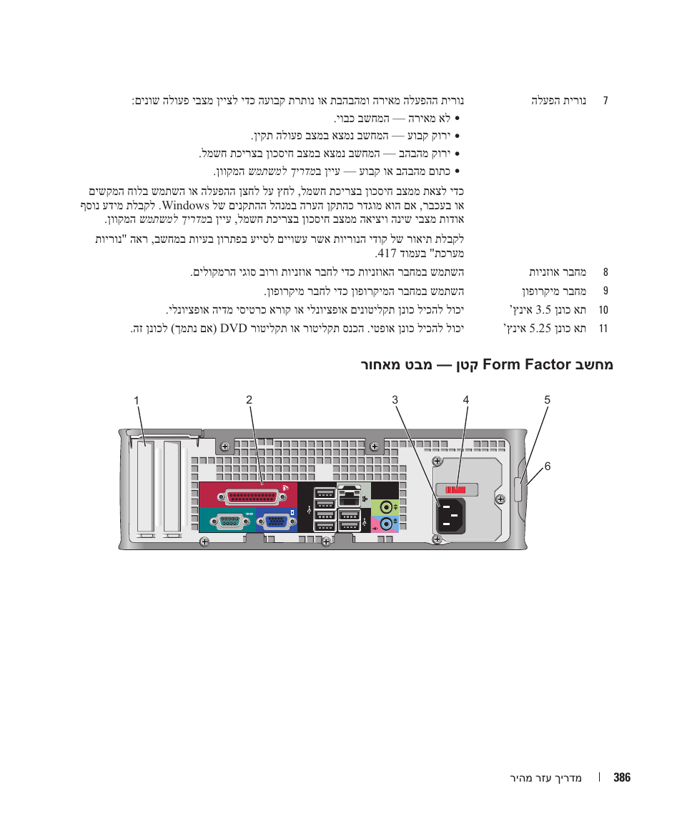 רוחאמ טבמ — ןטק form factor בשחמ | Dell OptiPlex 745 User Manual | Page 411 / 428