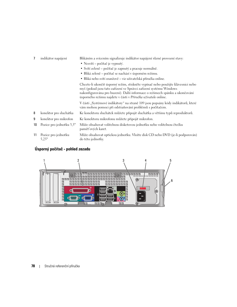 Úsporný počítač - pohled zezadu | Dell OptiPlex 745 User Manual | Page 78 / 428