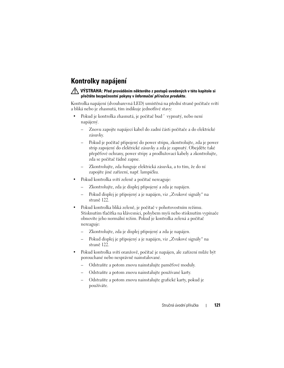 Kontrolky napájení | Dell OptiPlex 330 (Late 2007) User Manual | Page 121 / 490