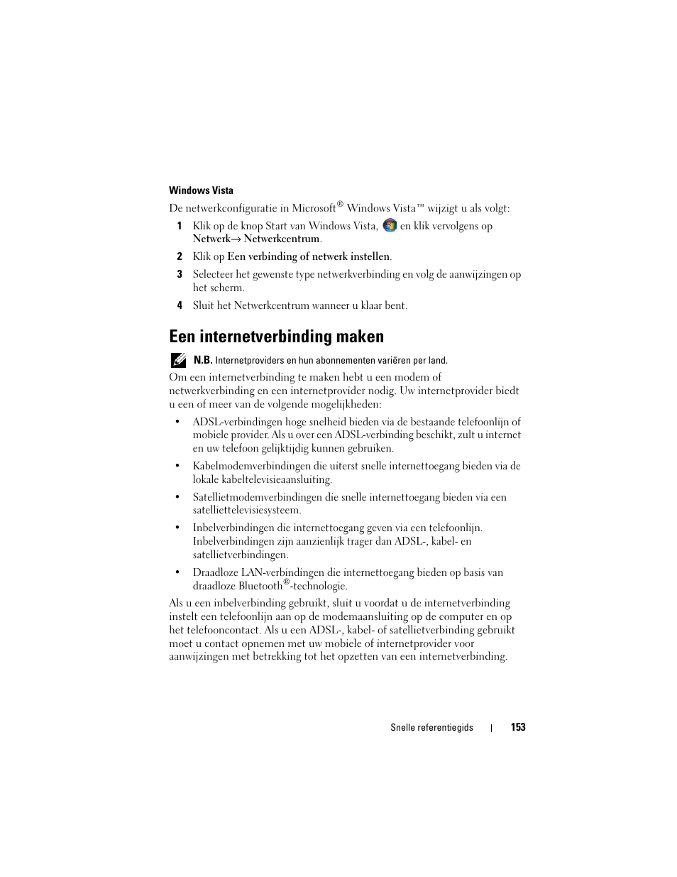 Een internetverbinding maken | Dell OptiPlex 330 (Late 2007) User Manual | Page 153 / 490