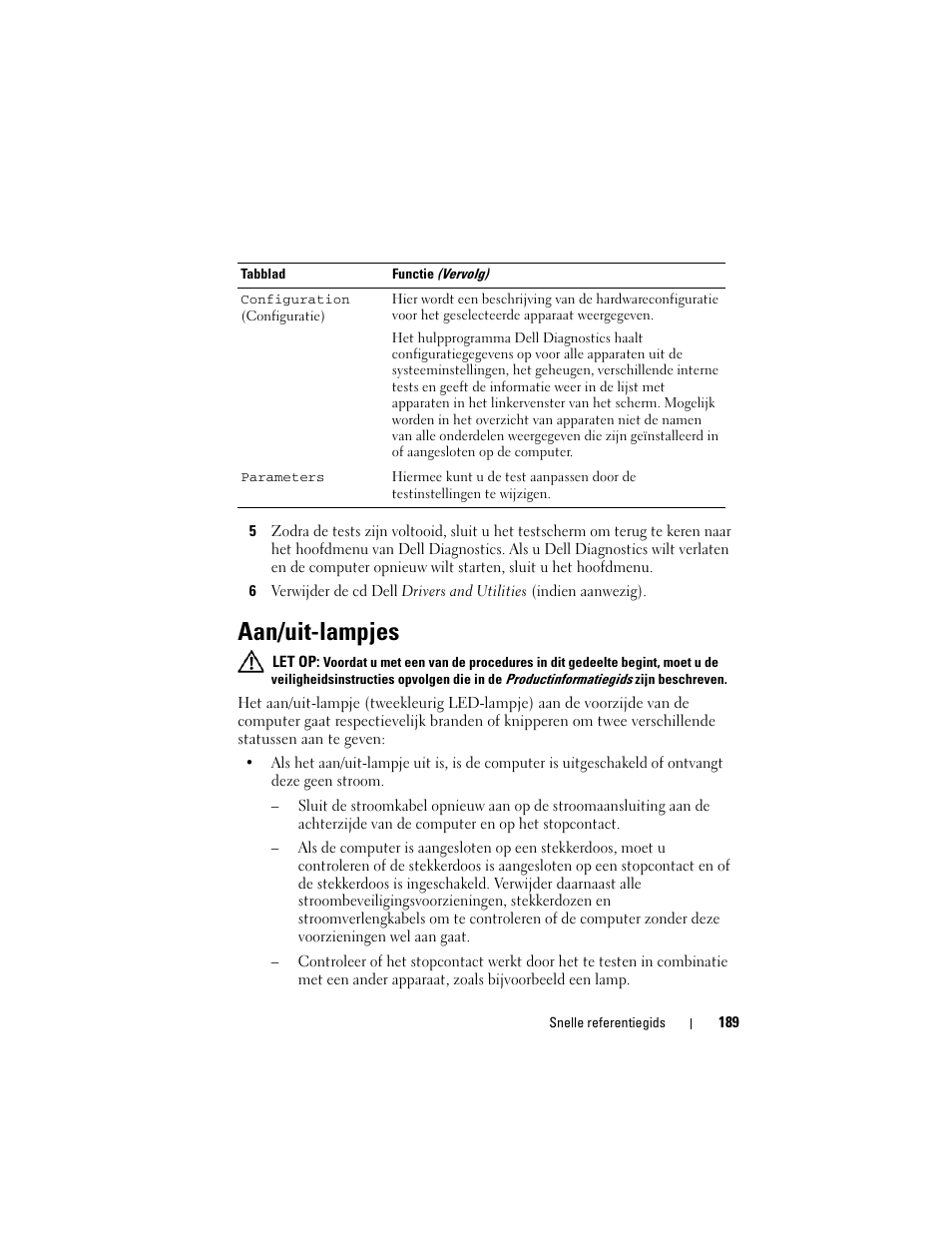 Aan/uit-lampjes | Dell OptiPlex 330 (Late 2007) User Manual | Page 189 / 490