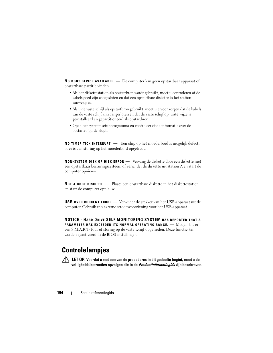 Controlelampjes | Dell OptiPlex 330 (Late 2007) User Manual | Page 194 / 490