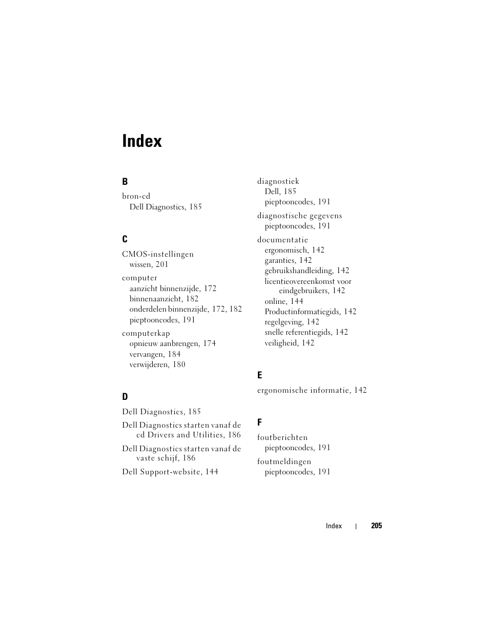 Index | Dell OptiPlex 330 (Late 2007) User Manual | Page 205 / 490