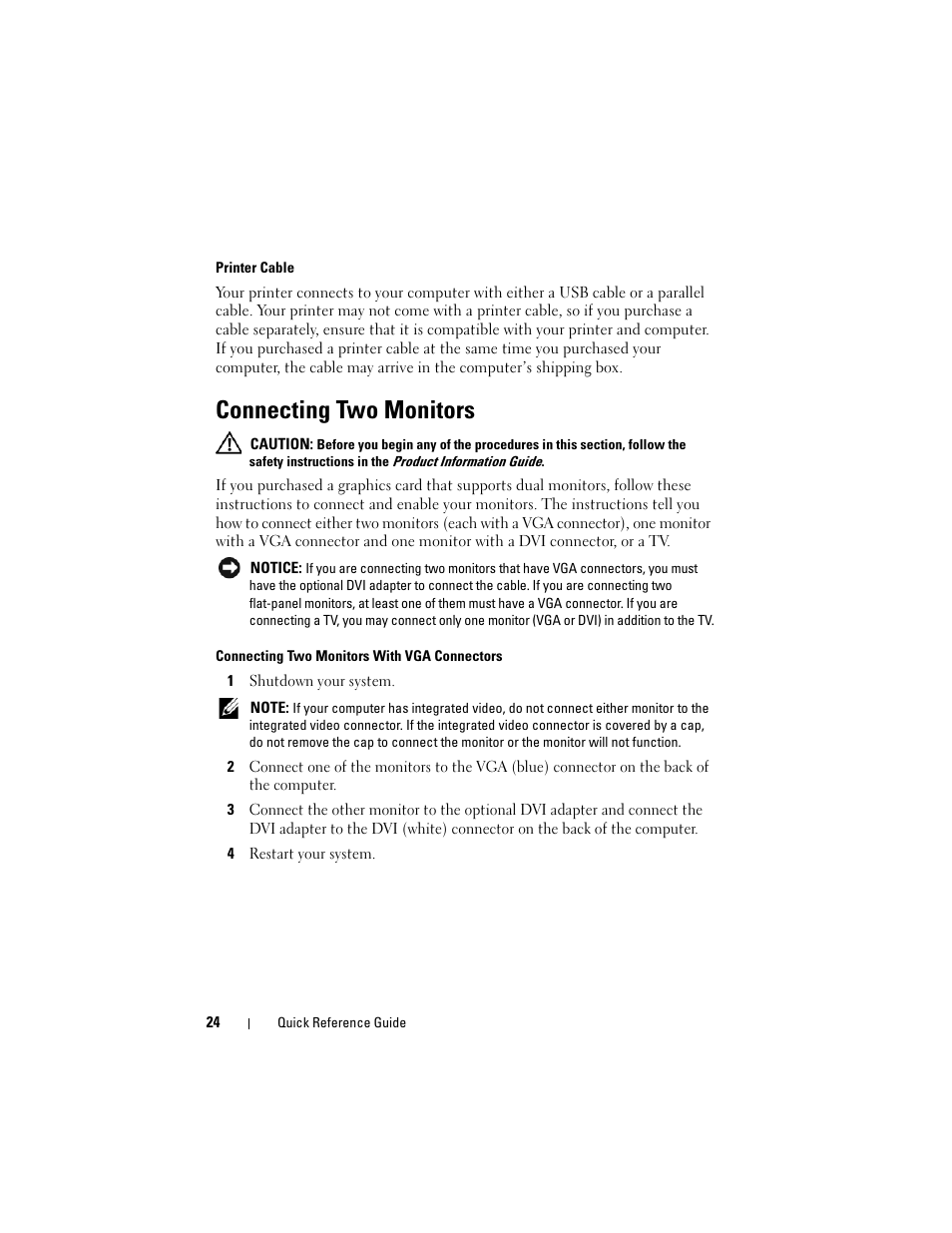 Connecting two monitors | Dell OptiPlex 330 (Late 2007) User Manual | Page 24 / 490