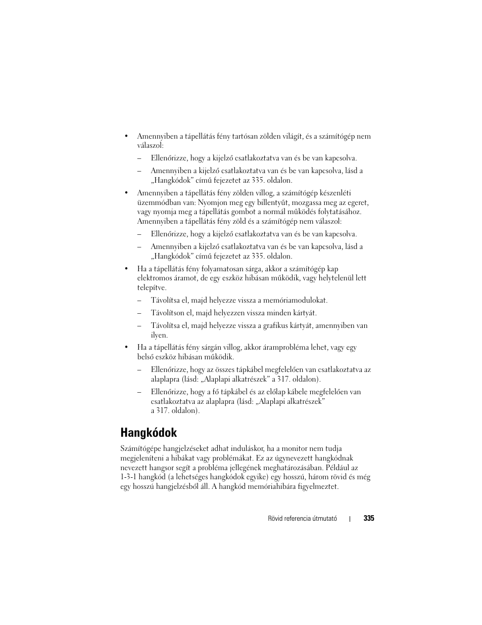Hangkódok | Dell OptiPlex 330 (Late 2007) User Manual | Page 335 / 490