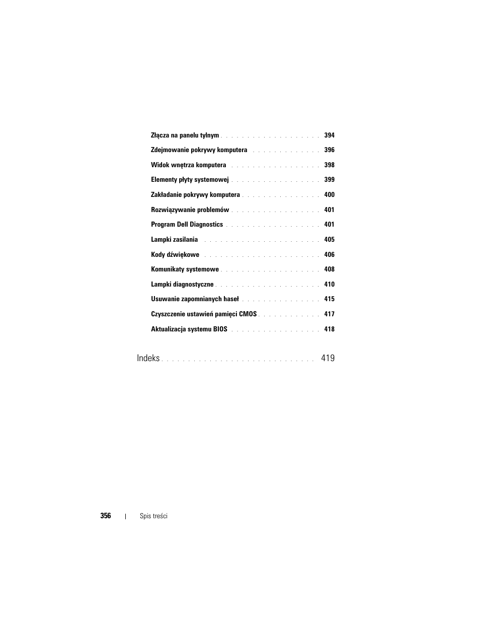 Indeks | Dell OptiPlex 330 (Late 2007) User Manual | Page 356 / 490