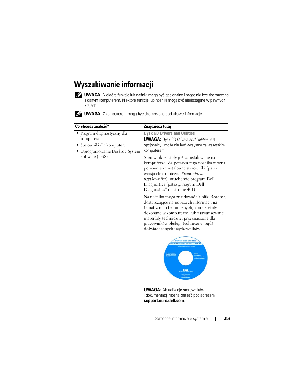 Wyszukiwanie informacji | Dell OptiPlex 330 (Late 2007) User Manual | Page 357 / 490