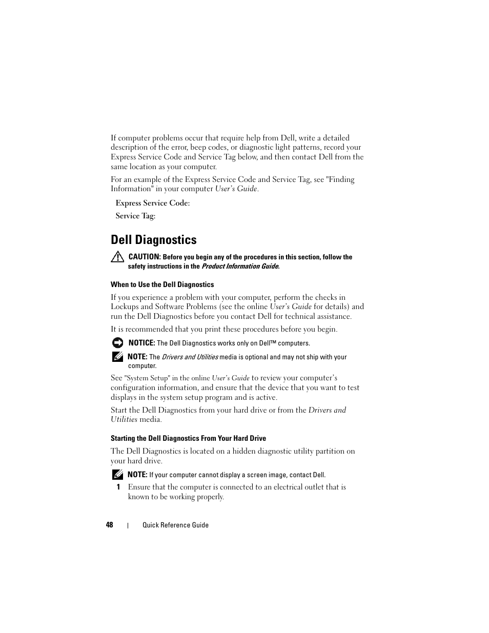 Dell diagnostics | Dell OptiPlex 330 (Late 2007) User Manual | Page 48 / 490