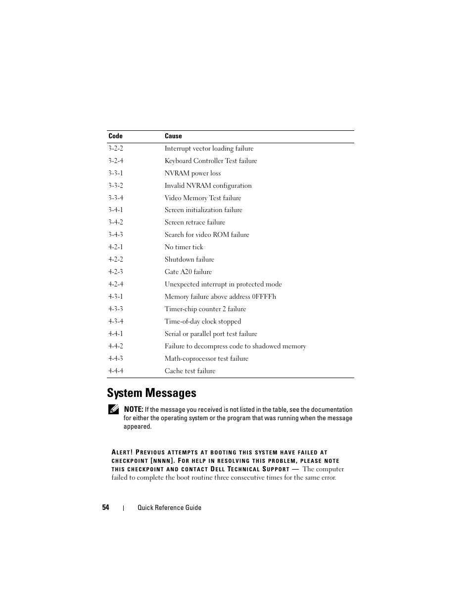 System messages | Dell OptiPlex 330 (Late 2007) User Manual | Page 54 / 490