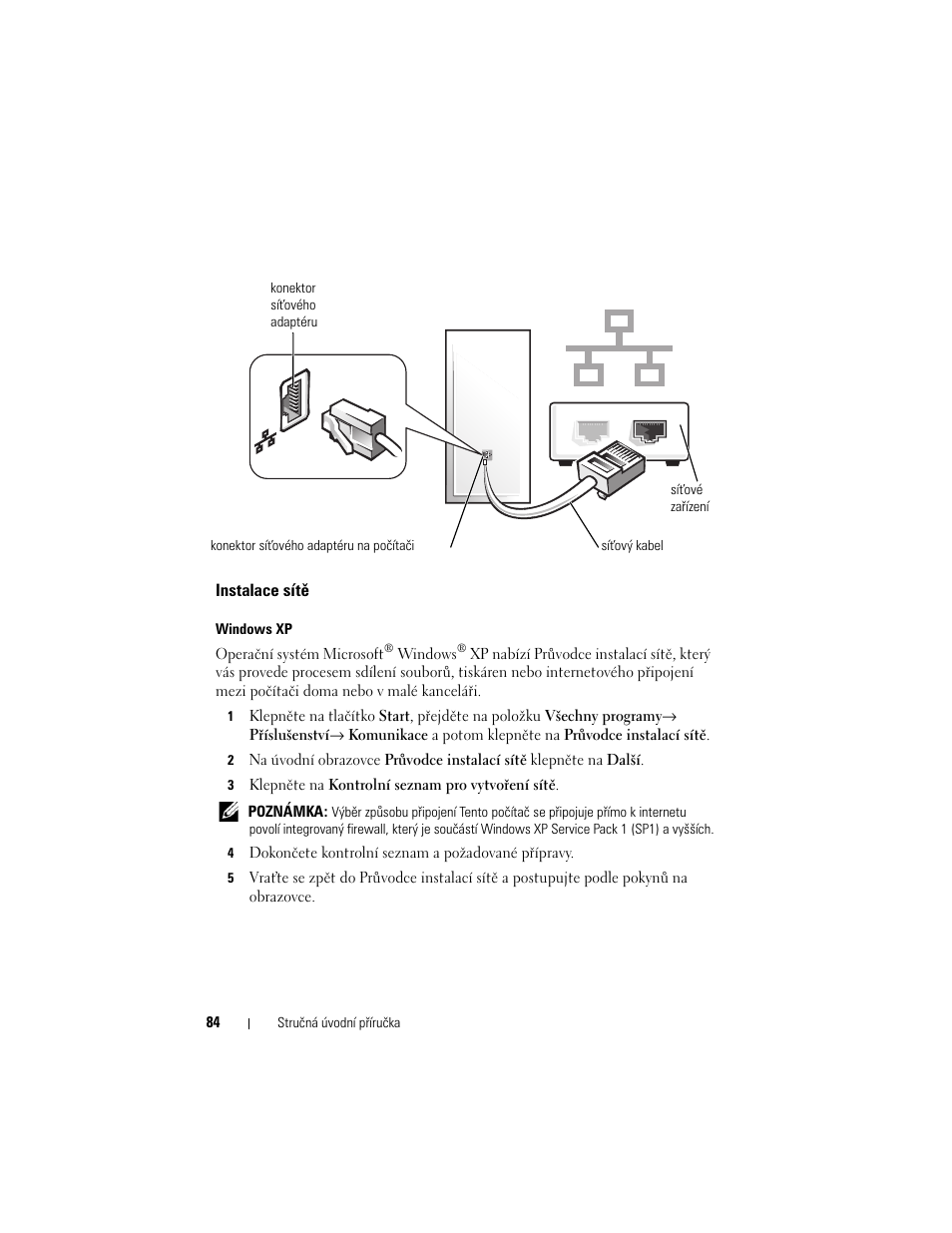 Instalace sítě | Dell OptiPlex 330 (Late 2007) User Manual | Page 84 / 490