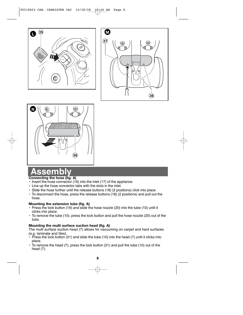 Assembly | Black & Decker VN2200 User Manual | Page 8 / 36