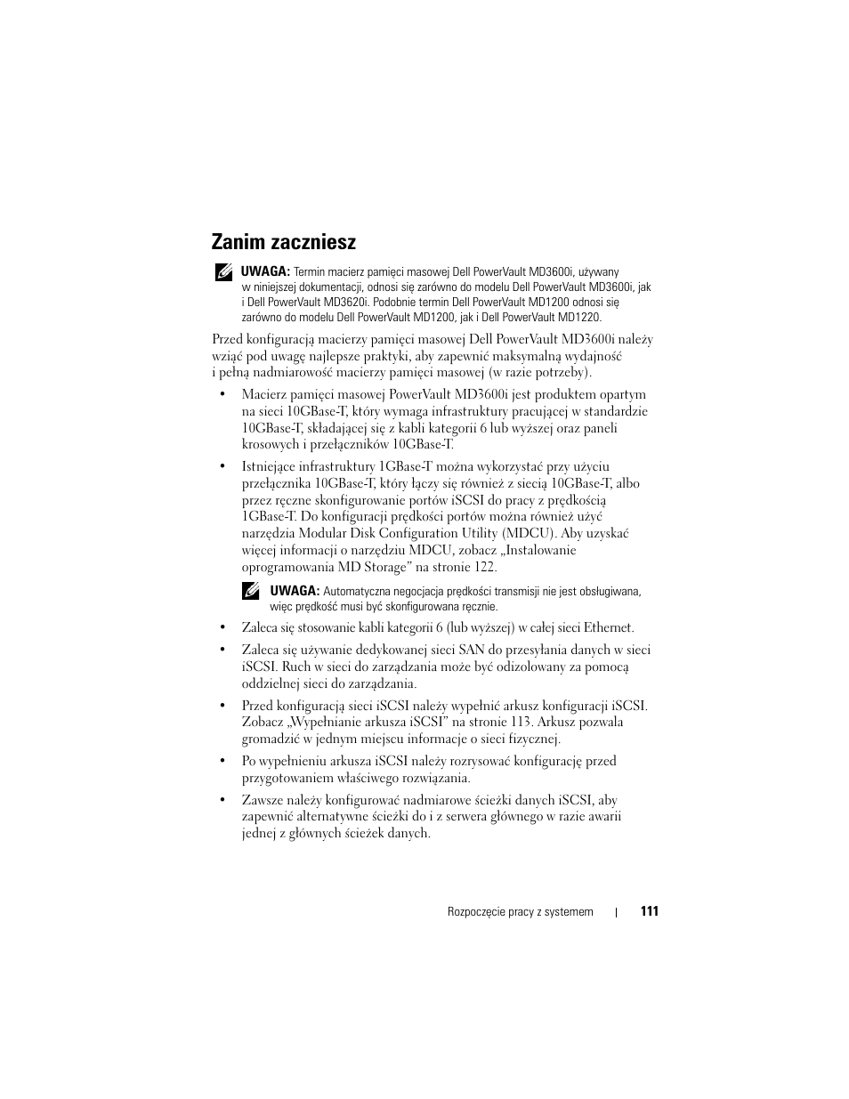 Zanim zaczniesz | Dell POWERVAULT MD3600I User Manual | Page 113 / 222