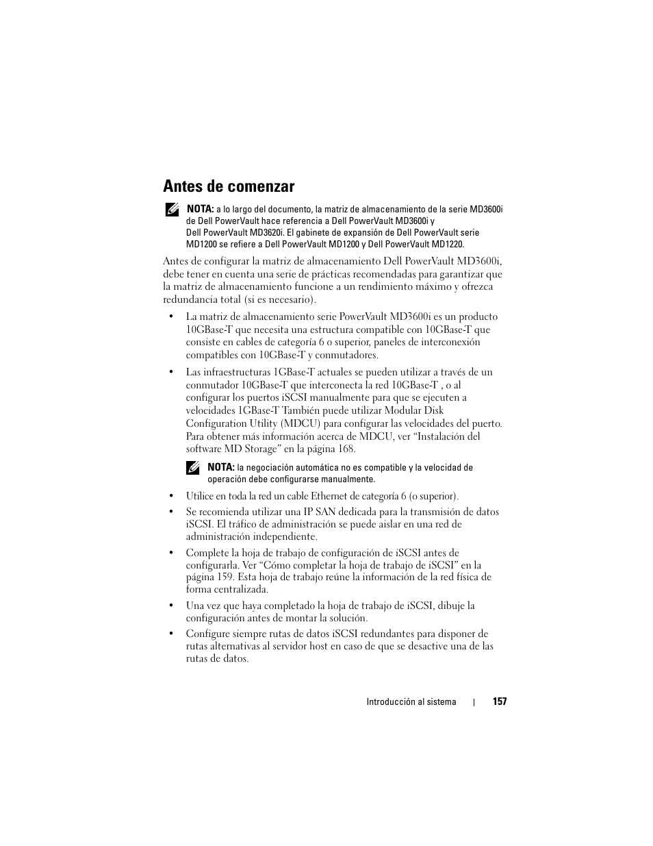 Antes de comenzar | Dell POWERVAULT MD3600I User Manual | Page 159 / 222