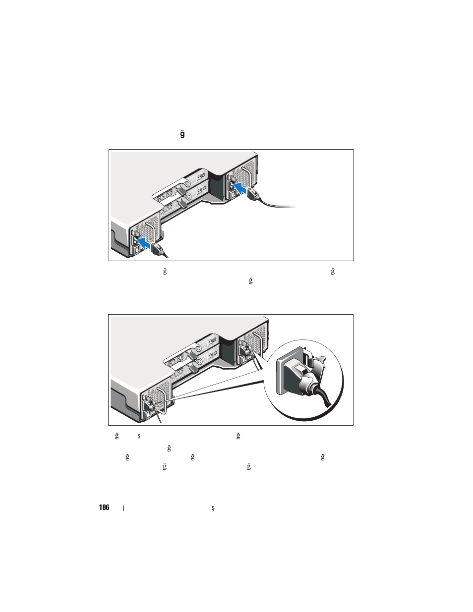 Güç kablolarının bağlanması, Güç kablolarının sabitlenmesi | Dell POWERVAULT MD3600I User Manual | Page 188 / 222