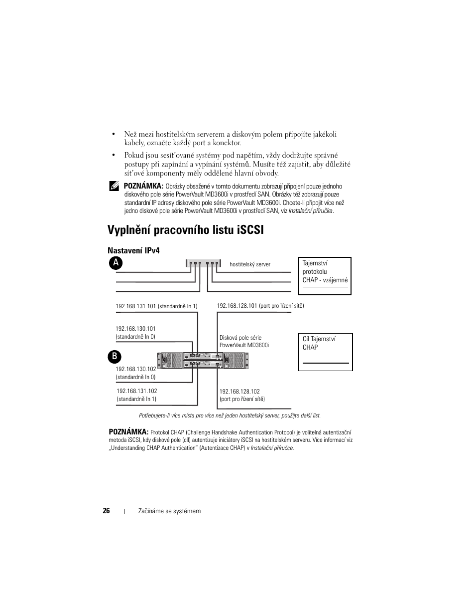 Vyplnění pracovního listu iscsi | Dell POWERVAULT MD3600I User Manual | Page 28 / 222