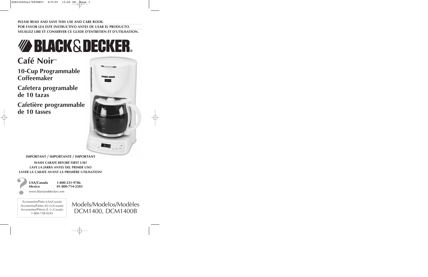 Black & Decker DCM1400 User Manual | 13 pages