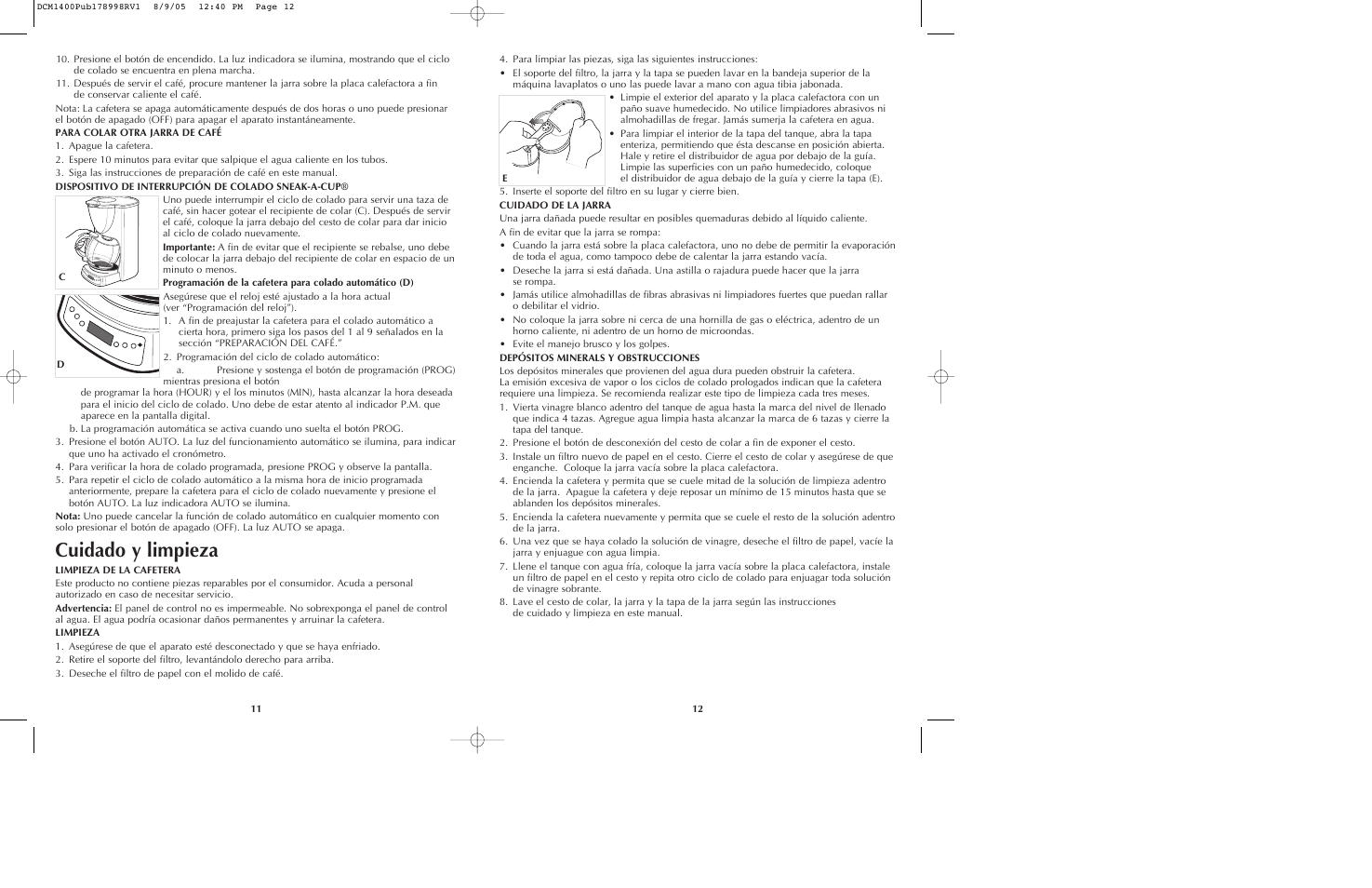 Cuidado y limpieza | Black & Decker DCM1400 User Manual | Page 7 / 13