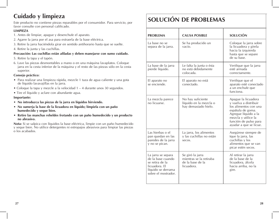 Solución de problemas, Cuidado y limpieza | Black & Decker BLC18750DMB User Manual | Page 15 / 27