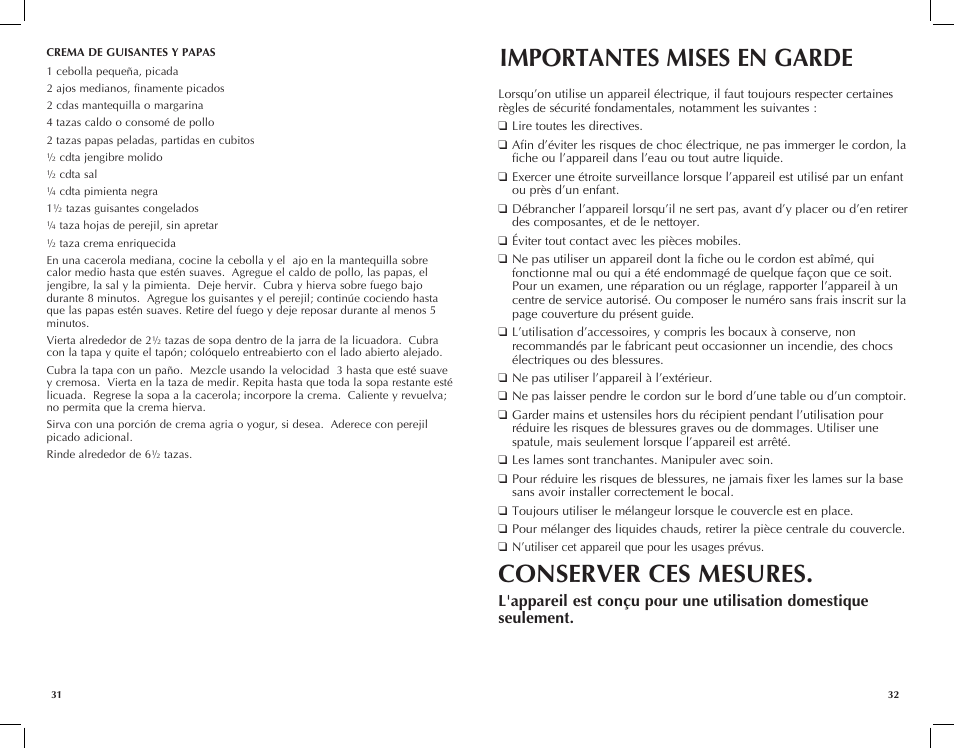 Importantes mises en garde, Conserver ces mesures | Black & Decker BLC18750DMB User Manual | Page 17 / 27