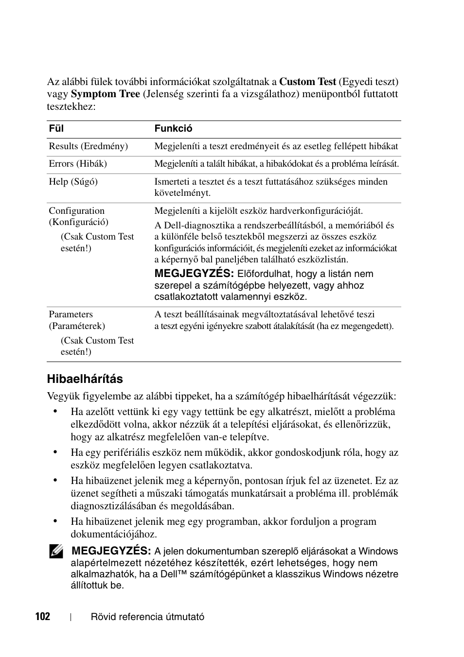 Hibaelhárítás | Dell Precision T7400 (Late 2007) User Manual | Page 102 / 320