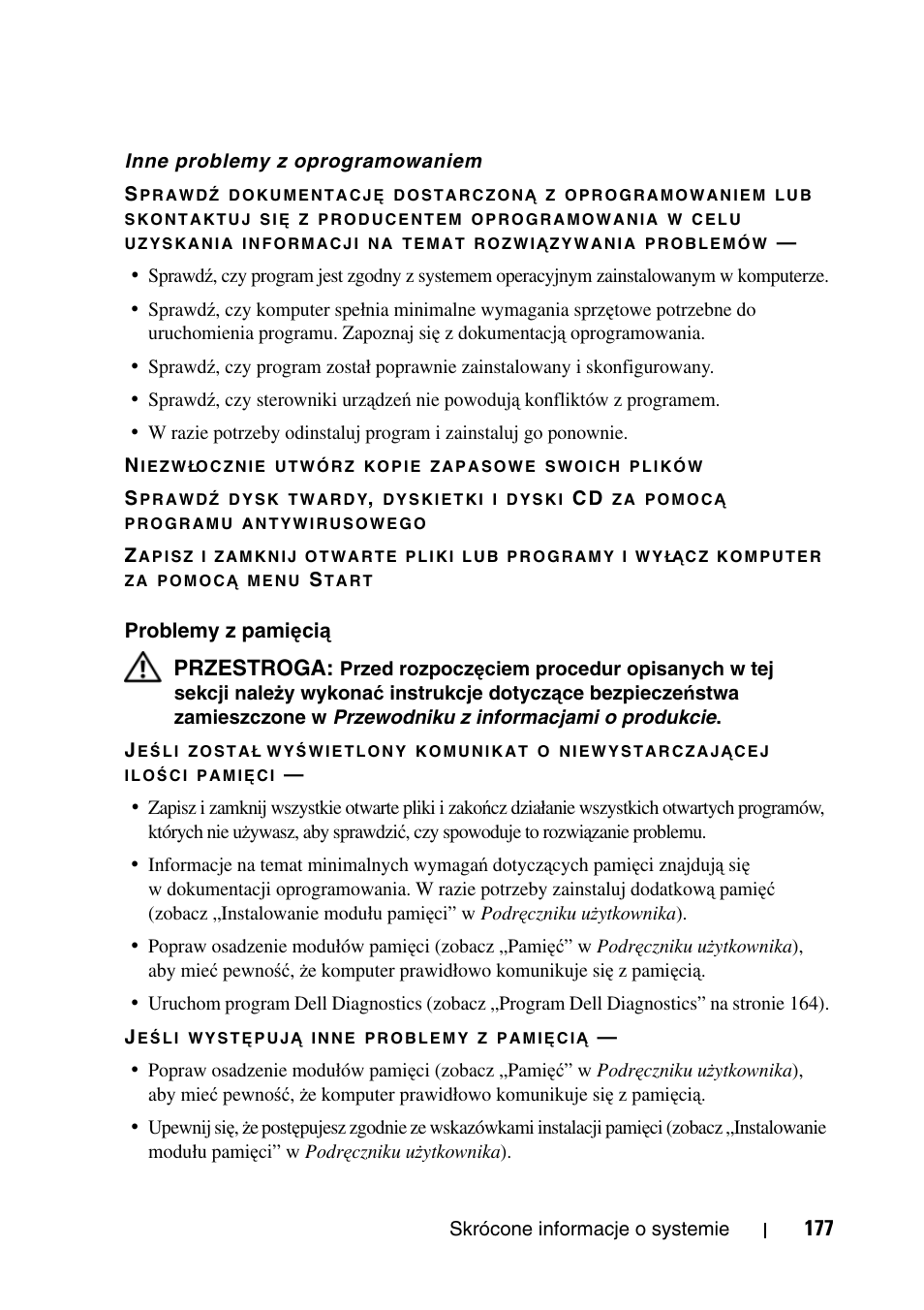 Przestroga | Dell Precision T7400 (Late 2007) User Manual | Page 177 / 320