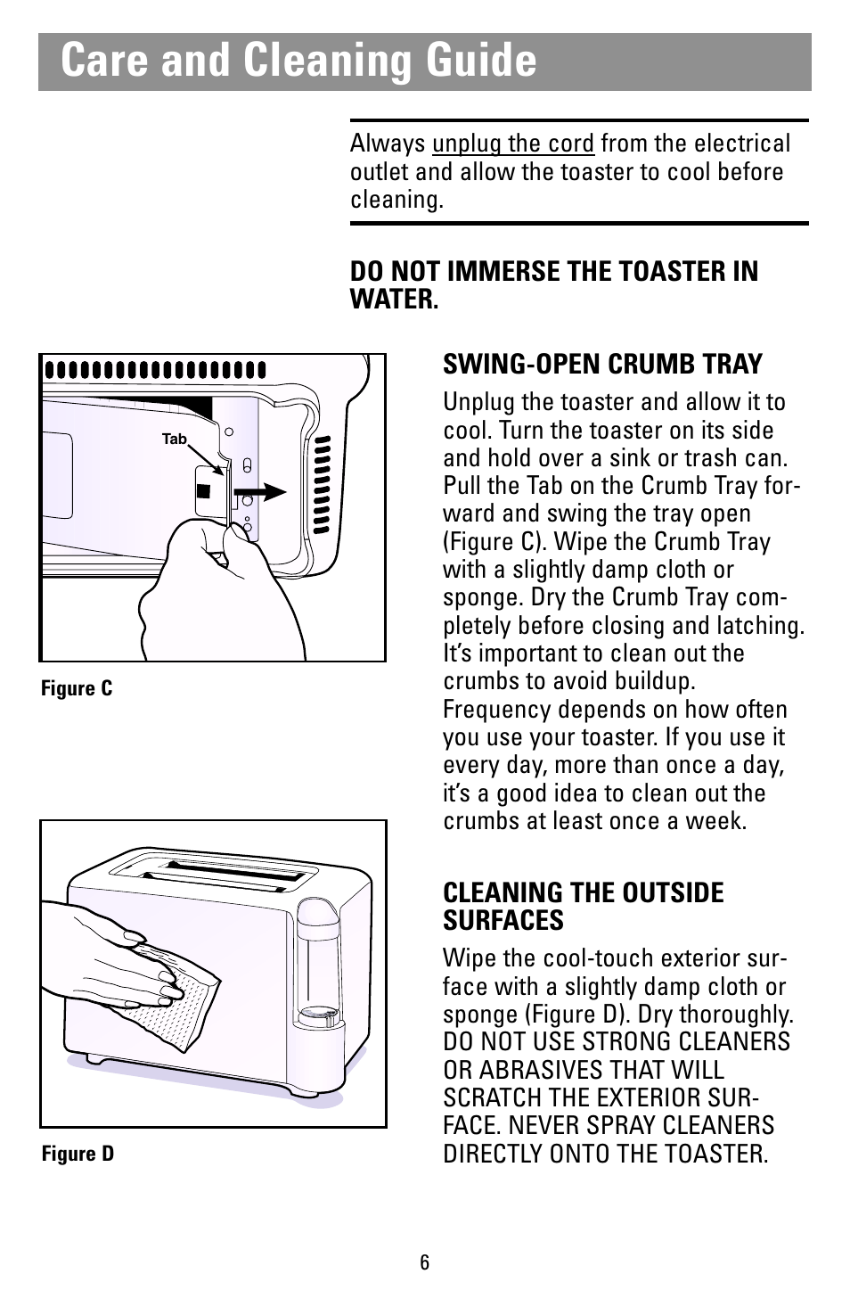 Care & cleaning, Care and cleaning guide | Black & Decker T271 User Manual | Page 6 / 12