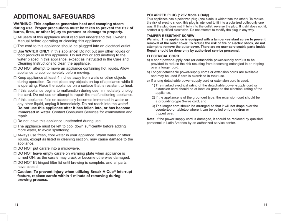 Additional safeguards | Black & Decker DCM901BKT User Manual | Page 8 / 15