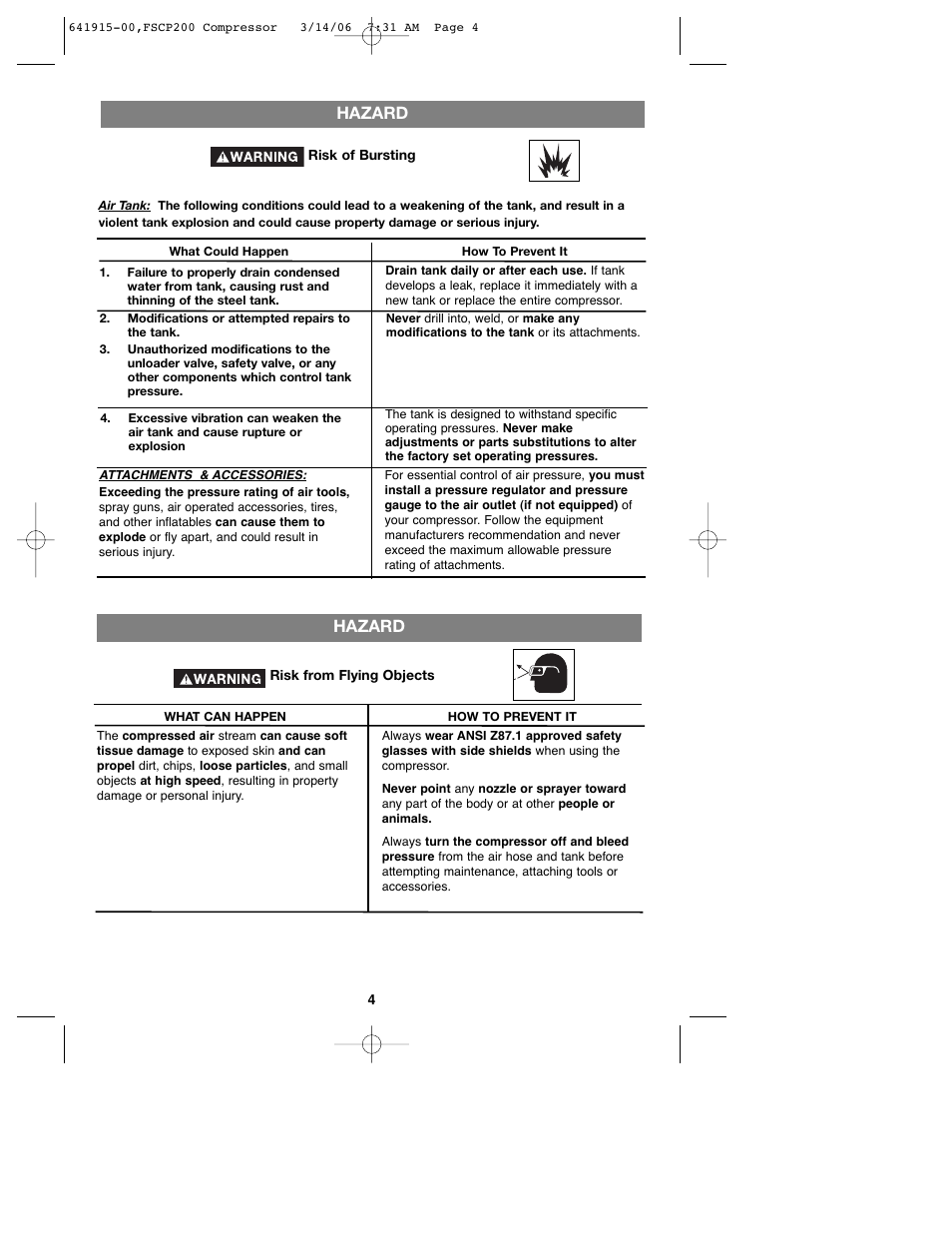 Hazard | Black & Decker 641915-00 User Manual | Page 4 / 51