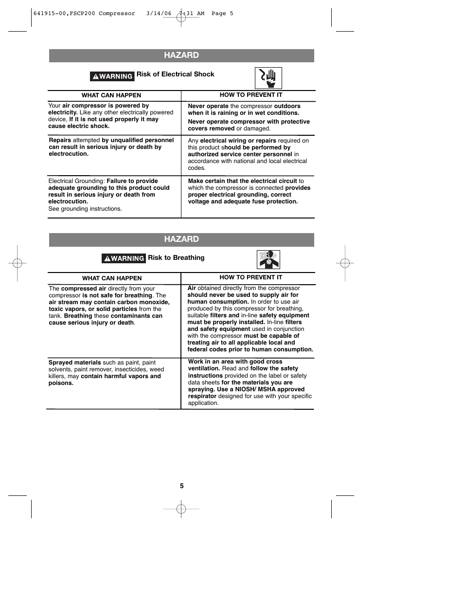 Hazard | Black & Decker 641915-00 User Manual | Page 5 / 51
