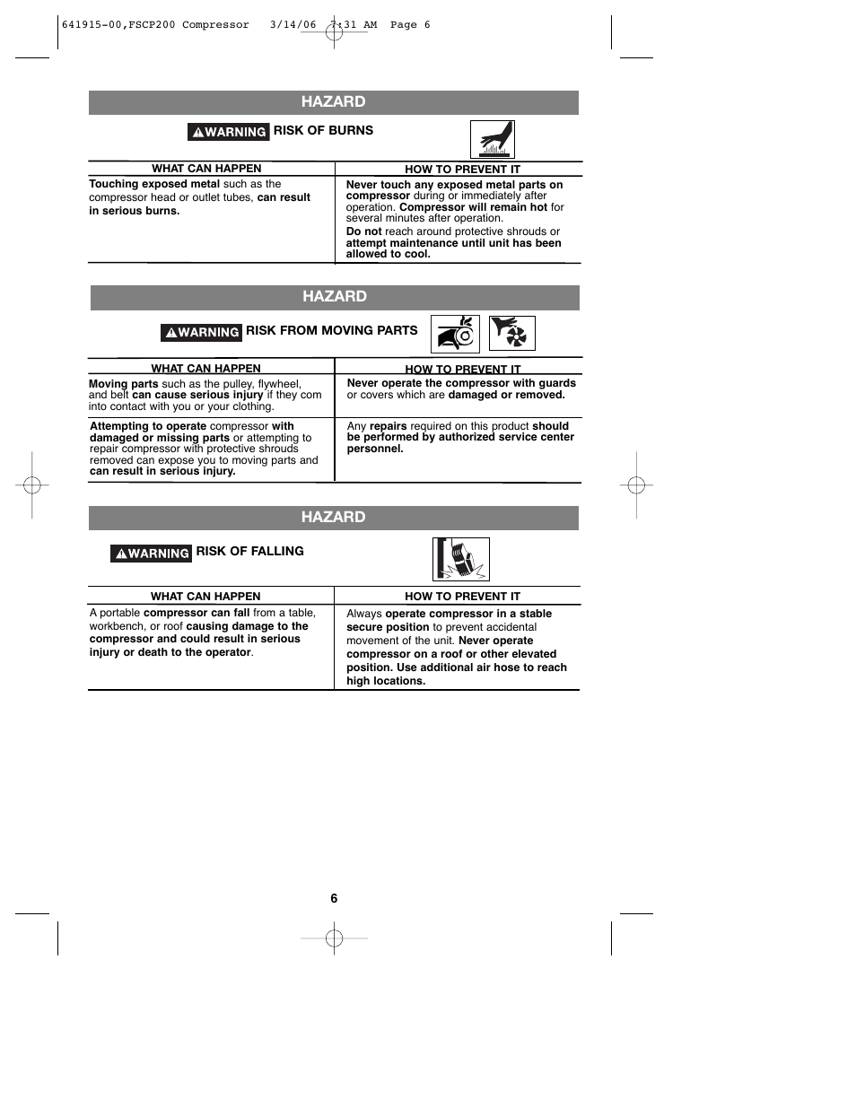 Hazard | Black & Decker 641915-00 User Manual | Page 6 / 51