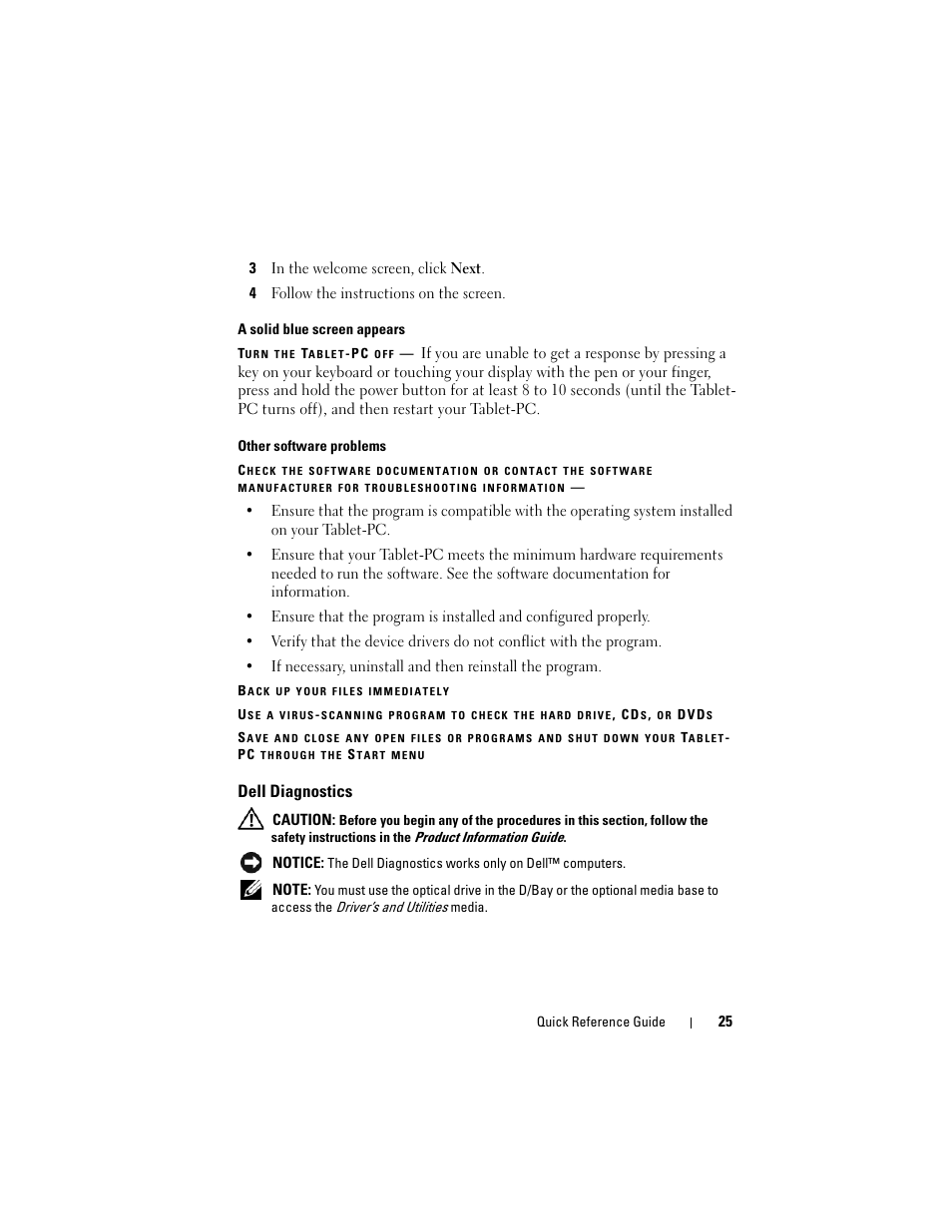 Dell diagnostics | Dell Latitude XT (Late 2007) User Manual | Page 25 / 200
