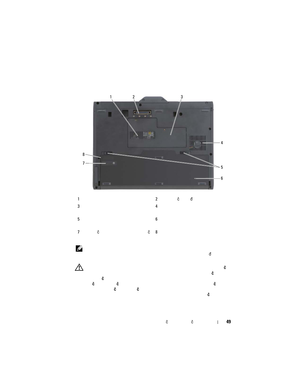 Pogled odozdo | Dell Latitude XT (Late 2007) User Manual | Page 49 / 200