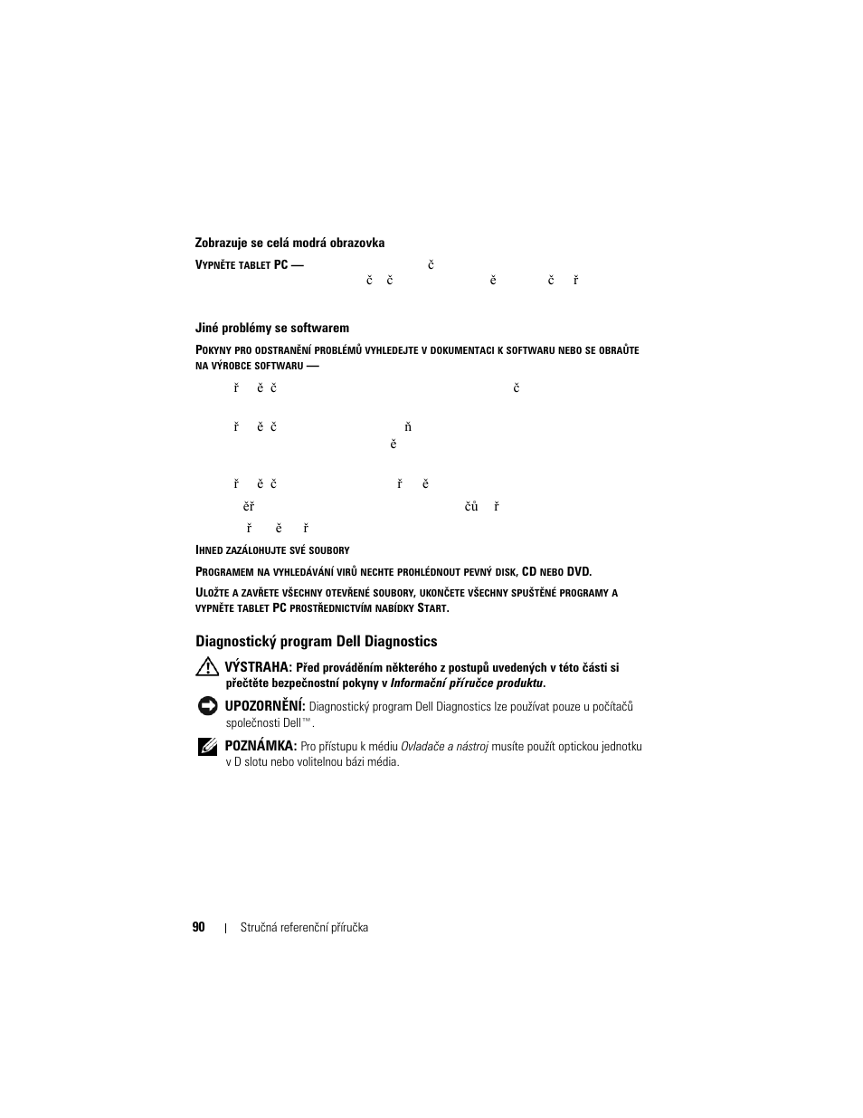 Diagnostický program dell diagnostics | Dell Latitude XT (Late 2007) User Manual | Page 90 / 200