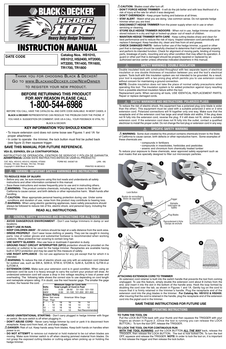 Black & Decker TR1700 User Manual | 5 pages