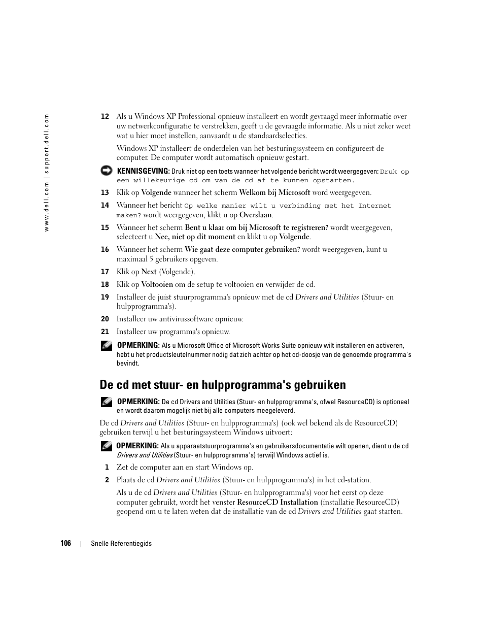 De cd met stuur- en hulpprogramma's gebruiken | Dell OptiPlex GX280 User Manual | Page 106 / 260