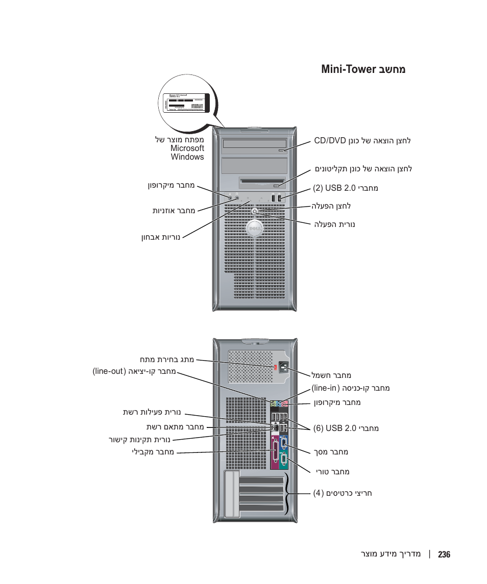 מחשב mini-tower, Mini-tower בשחמ | Dell OptiPlex GX280 User Manual | Page 249 / 260