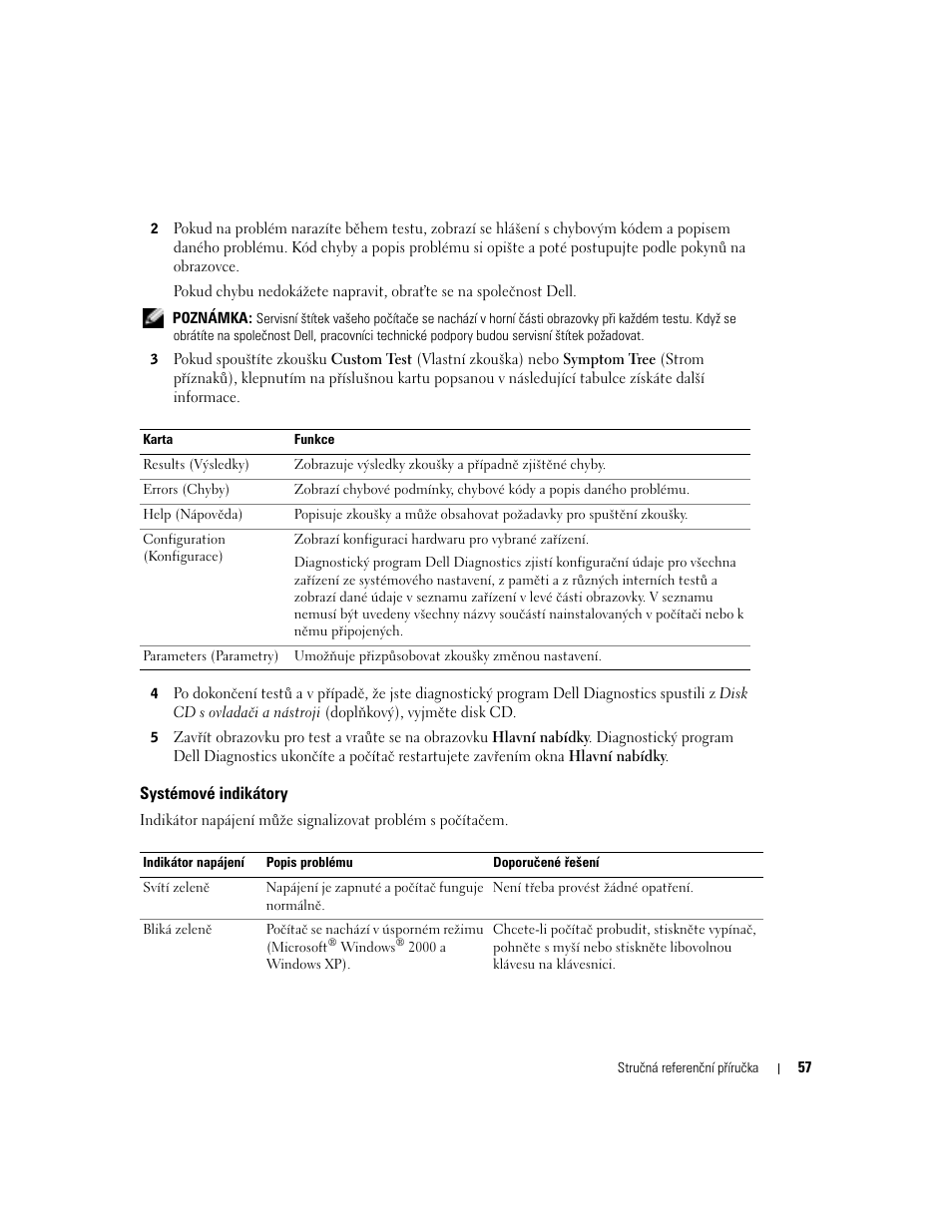 Systémové indikátory | Dell OptiPlex GX280 User Manual | Page 57 / 260