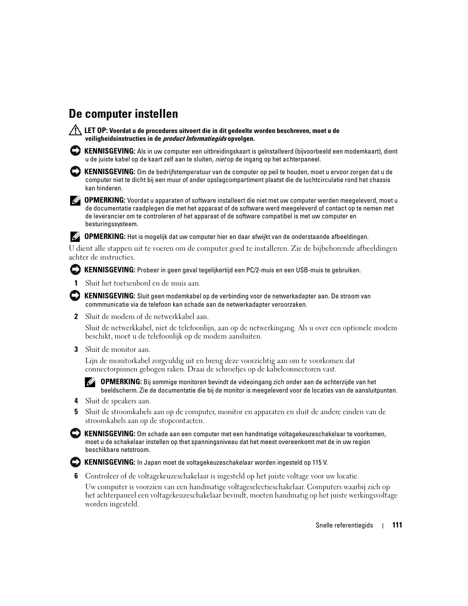 De computer instellen | Dell OptiPlex 210L User Manual | Page 111 / 300