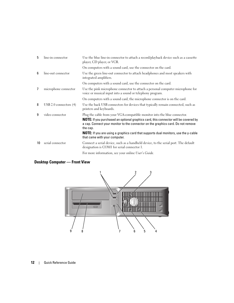 Desktop computer - front view, Desktop computer — front view | Dell OptiPlex 210L User Manual | Page 12 / 300