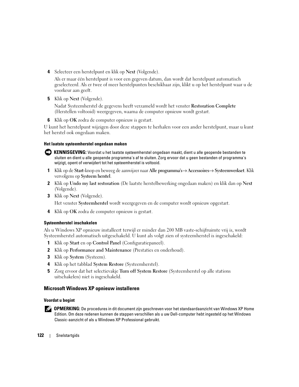 Microsoft windows xp opnieuw installeren | Dell OptiPlex 210L User Manual | Page 122 / 300