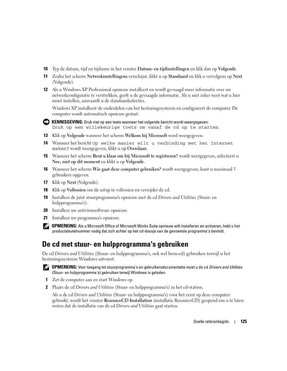 De cd met stuur- en hulpprogramma's gebruiken | Dell OptiPlex 210L User Manual | Page 125 / 300