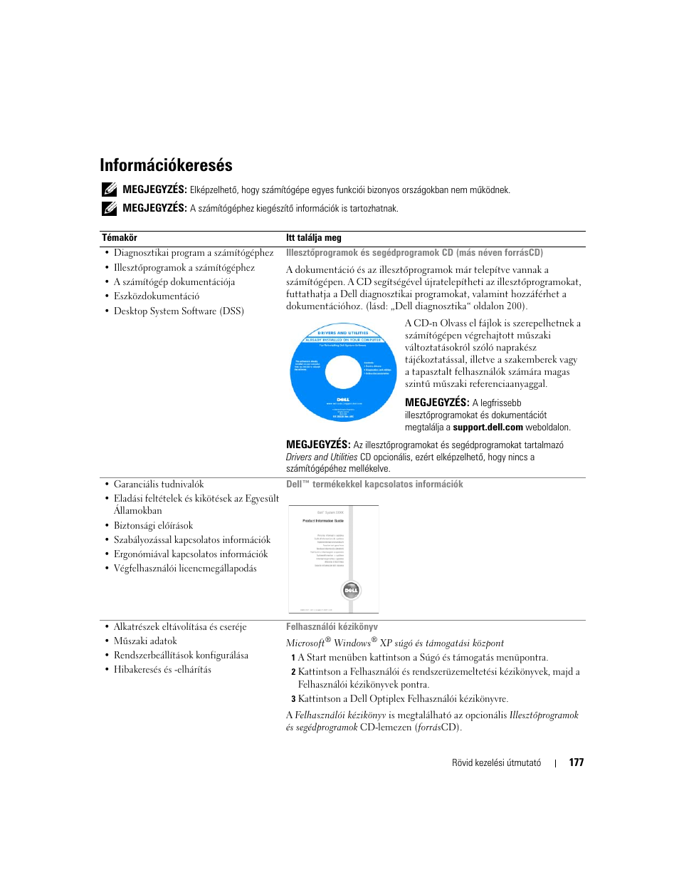 Információkeresés | Dell OptiPlex 210L User Manual | Page 177 / 300