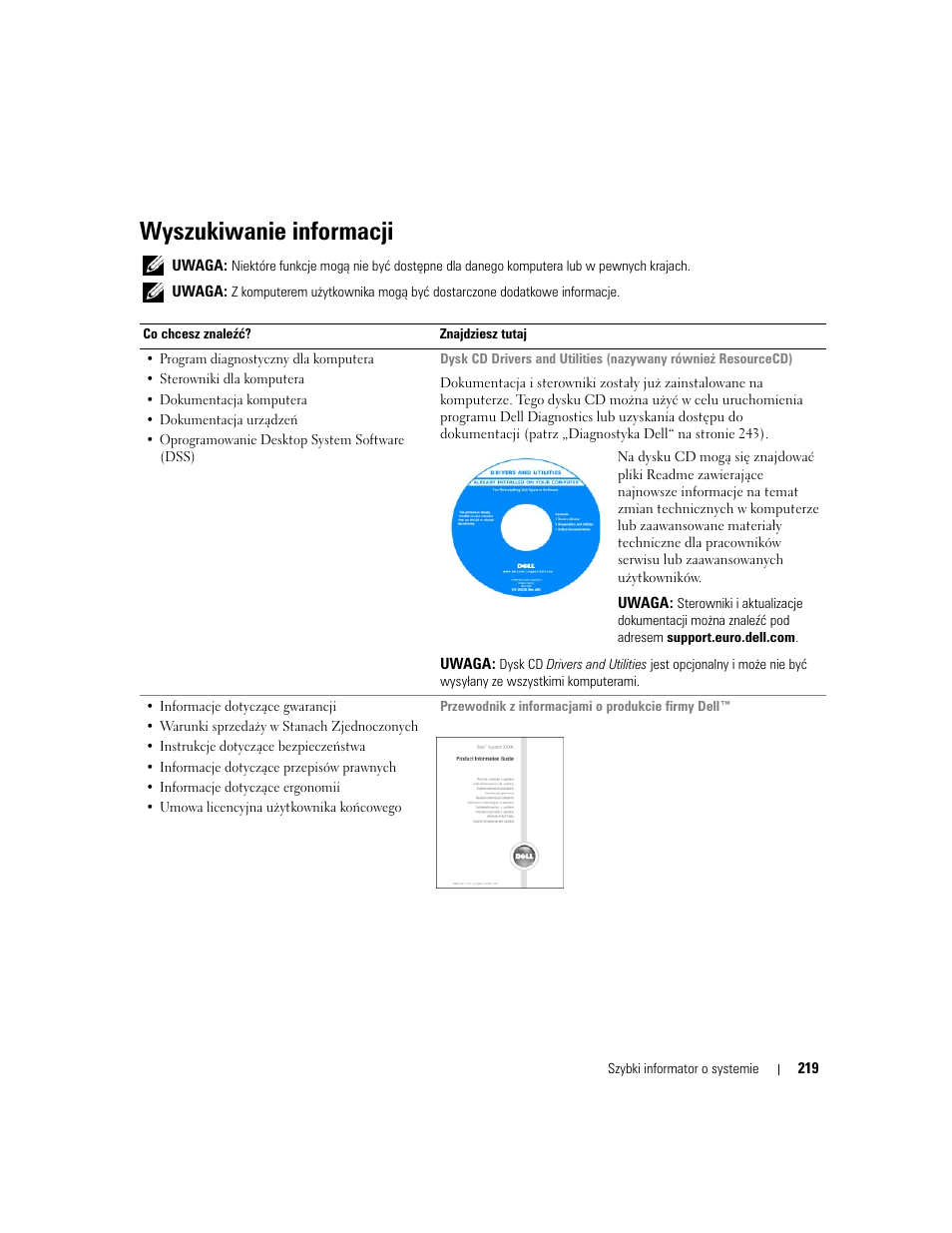 Wyszukiwanie informacji | Dell OptiPlex 210L User Manual | Page 219 / 300