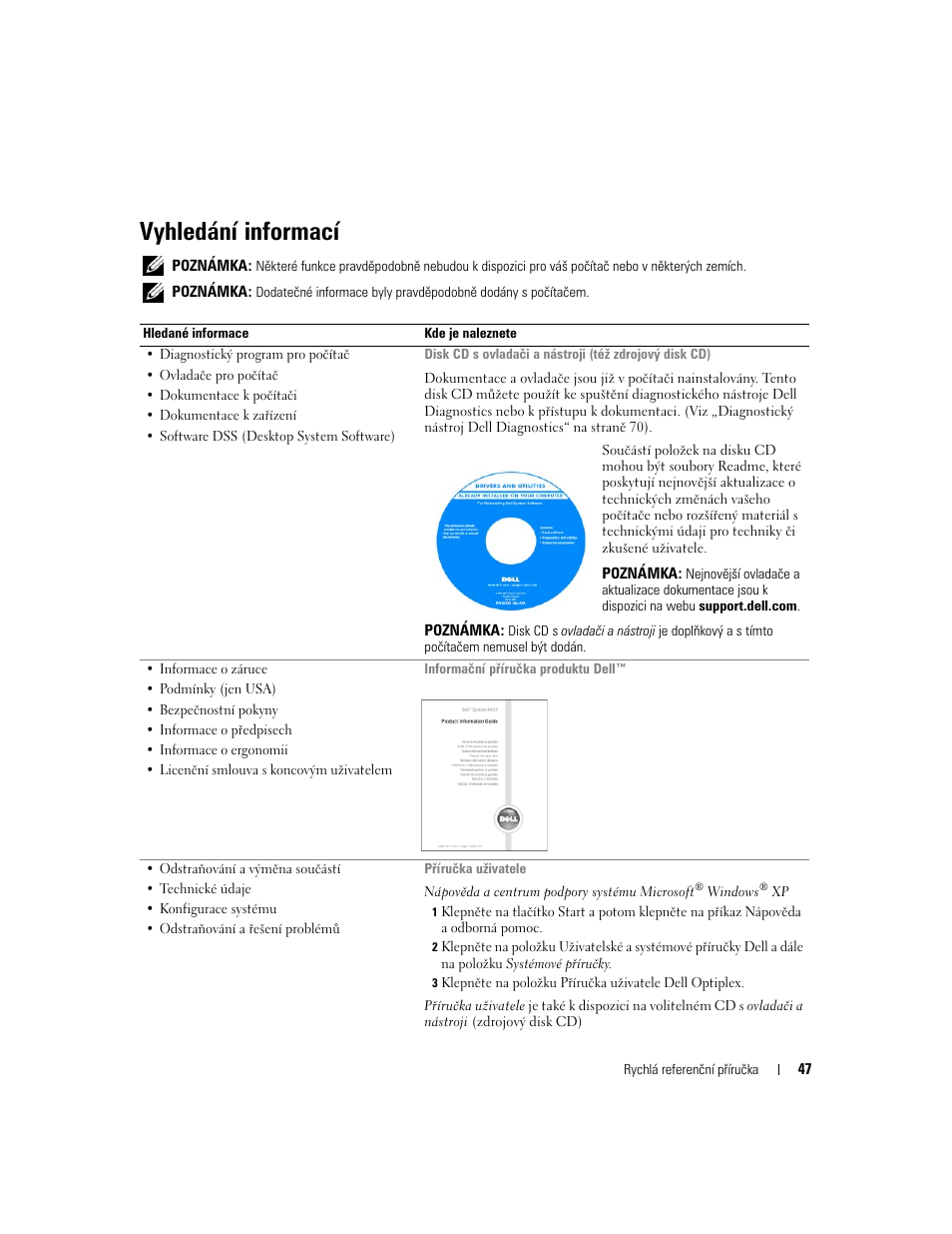 Vyhledání informací | Dell OptiPlex 210L User Manual | Page 47 / 300