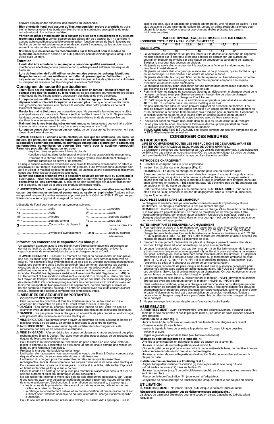 Consignes de sécurité particulières, Conserver ces mesures | Black & Decker Fire Storm 5146961-02 User Manual | Page 4 / 7