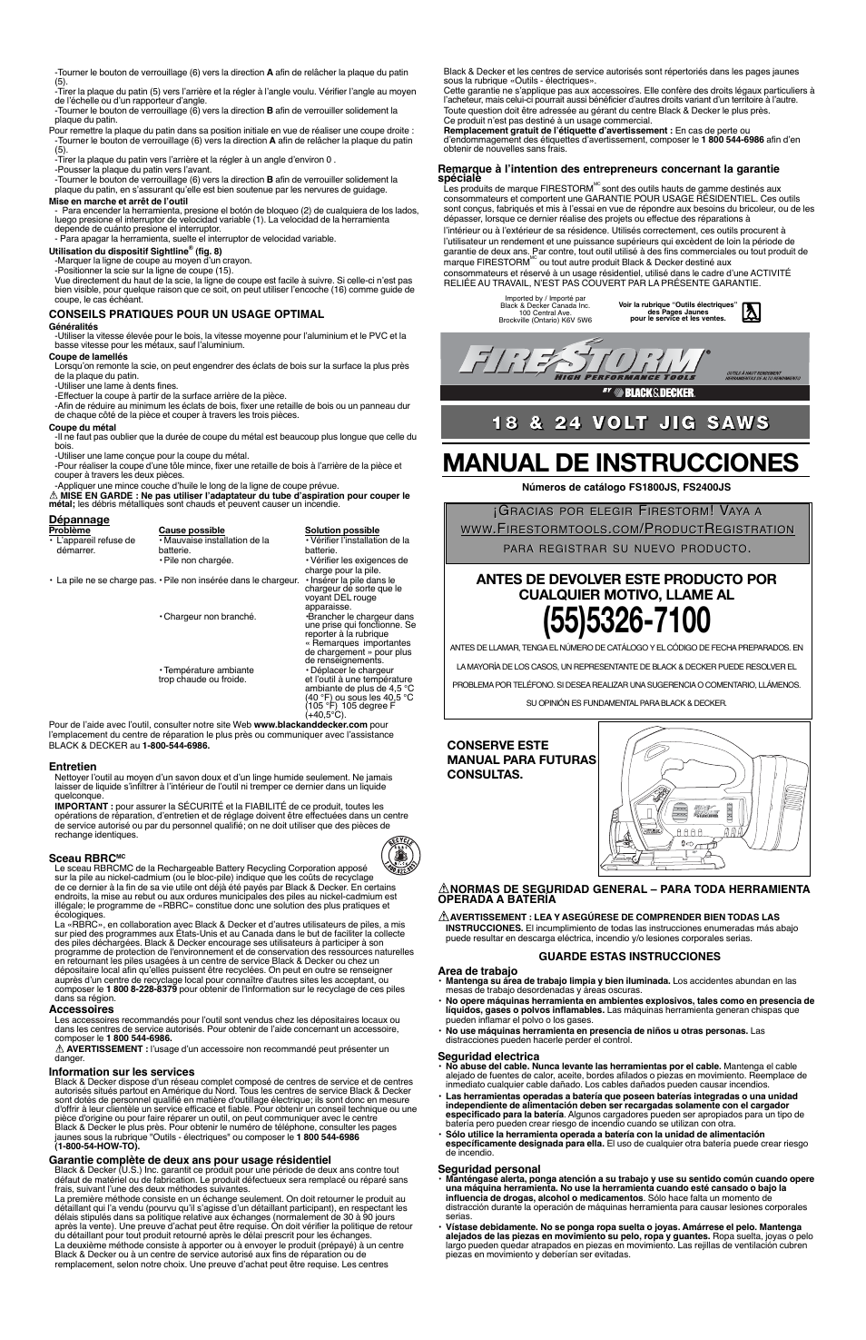 Manual de instrucciones | Black & Decker Fire Storm 5146961-02 User Manual | Page 5 / 7