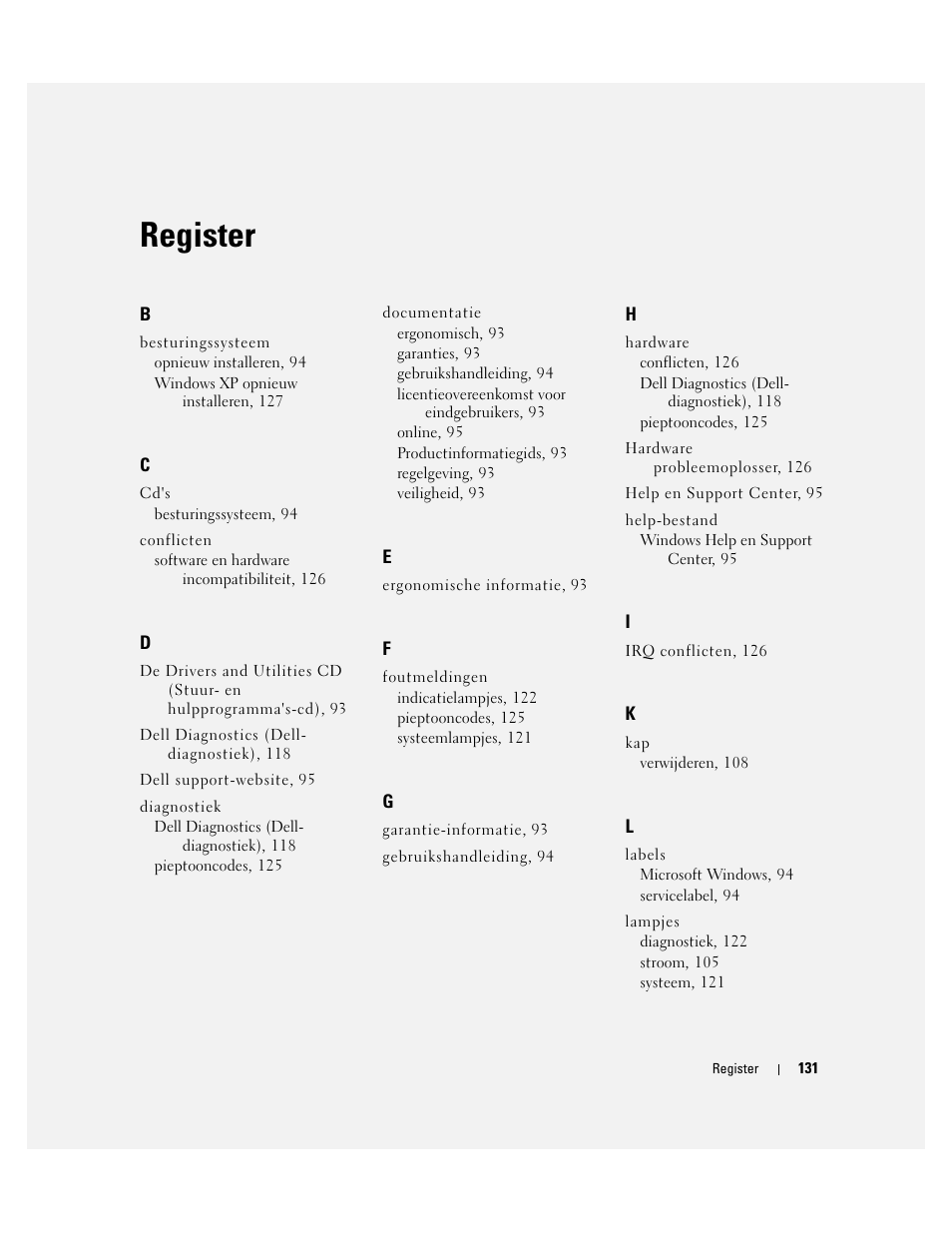 Register | Dell OptiPlex 320 User Manual | Page 131 / 312