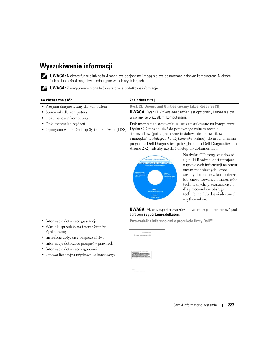 Wyszukiwanie informacji | Dell OptiPlex 320 User Manual | Page 227 / 312